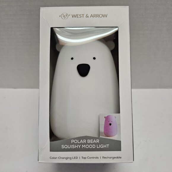 New West & Arrow Color Changing LED Polar Bear Squishy Mood Light Night NIB - Picture 2 of 9